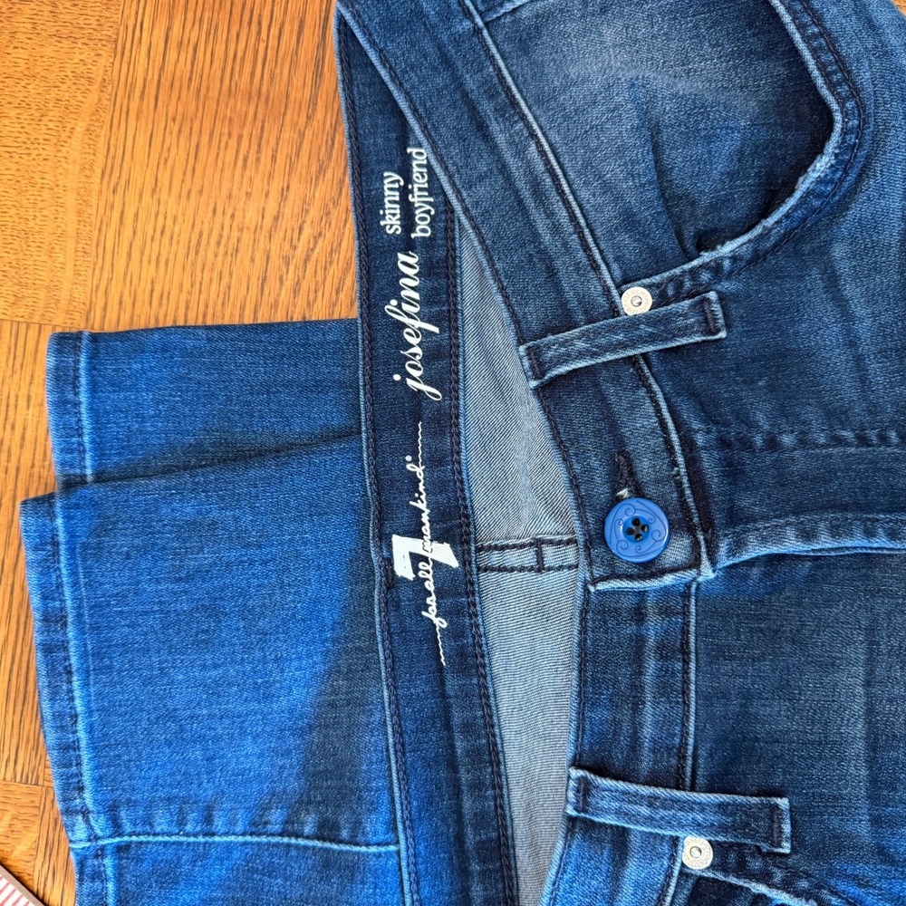 7 For All Mankind Josefina Skinny Boyfriend Jeans Women's 32"x28.5" Measured - Picture 4 of 14